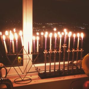 Eighth Night of Hanukah, with all 8 candles lit