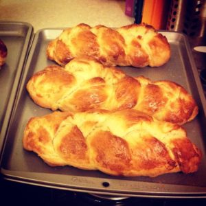 Homemade challah bread, straight from the oven