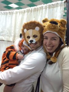 My family dressed up on Purim: "Lions and tigers and bears, oh my!"